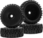 ShareGoo RC Hobby OD 4.72" 1/8 Scale RC Buggy Wheels & Rubber Tires 17mm Hex Rims Compatible with Arrma Typhon 3S 6S Kyosho Losi 8IGHT Traxxas Redcat HSP HPI 1/8 Scale Off Road Car Buggy (Black) - Image 3