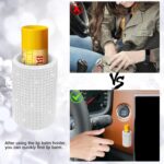 1 Pack Upright Car Chapstick Holder, Bling Insulating Lip Balm Holder,Rhinestone Car Accessories for Women Interior,Suitable for Most Vehicles.(White) - Image 4