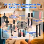 HEYSTOP Sports Accessories for Nintendo Switch 2 ,10 in 1 Family Sports Accessories Kit for Nintendo Switch 2 Games, with Leg Strap,Golf Clubs,Tennis Rackets,Sword Grips,Joy-con wrist straps - Image 3