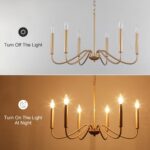 Generies Antique Spray Gold Farmhouse Chandelier, 6 Light Rustic Lighting Fixture Modern Industrial Candle Ceiling Light for Dining Room, Bedroom, Foyer, Living Room, Kitchen Island, Entryway - Image 3