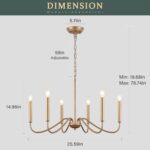 Generies Antique Spray Gold Farmhouse Chandelier, 6 Light Rustic Lighting Fixture Modern Industrial Candle Ceiling Light for Dining Room, Bedroom, Foyer, Living Room, Kitchen Island, Entryway - Image 6
