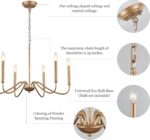 Generies Antique Spray Gold Farmhouse Chandelier, 6 Light Rustic Lighting Fixture Modern Industrial Candle Ceiling Light for Dining Room, Bedroom, Foyer, Living Room, Kitchen Island, Entryway - Image 7