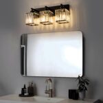 Black Bathroom Vanity Light 3 Lights, Crystal Bathroom Wall Light Fixtures Modern Vanity Light Over Mirror (Exclude Bulb) - Image 3