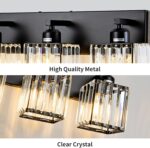 Black Bathroom Vanity Light 3 Lights, Crystal Bathroom Wall Light Fixtures Modern Vanity Light Over Mirror (Exclude Bulb) - Image 5