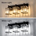 Black Bathroom Vanity Light 3 Lights, Crystal Bathroom Wall Light Fixtures Modern Vanity Light Over Mirror (Exclude Bulb) - Image 6