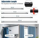 Heavy Duty Shower Curtain Rod - 42 to 87" Adjustable,3-In-1 Installation (No Drilling, Stick-On Or Screw Mount), Non-Slip Stainless Steel Tension Rod for Bathroom,Windows,Room Dividers,Black - Image 6