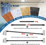 Heavy Duty Shower Curtain Rod - 42 to 87" Adjustable,3-In-1 Installation (No Drilling, Stick-On Or Screw Mount), Non-Slip Stainless Steel Tension Rod for Bathroom,Windows,Room Dividers,Black - Image 9