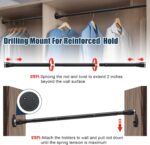 Heavy Duty Shower Curtain Rod - 42 to 87" Adjustable,3-In-1 Installation (No Drilling, Stick-On Or Screw Mount), Non-Slip Stainless Steel Tension Rod for Bathroom,Windows,Room Dividers,Black - Image 10