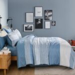 Blue Comforter Set Queen Size,Boho Striped Comforters for Boys & Girls,7 Pieces Bed in A Bag Simple Neutral-Style Bedding Sets for Kids Teen - Image 3
