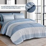 Blue Comforter Set Queen Size,Boho Striped Comforters for Boys & Girls,7 Pieces Bed in A Bag Simple Neutral-Style Bedding Sets for Kids Teen - Image 4
