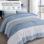 Blue Comforter Set Queen Size,Boho Striped Comforters for Boys & Girls,7 Pieces Bed in A Bag Simple Neutral-Style Bedding Sets for Kids Teen - Image 5