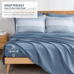 Blue Comforter Set Queen Size,Boho Striped Comforters for Boys & Girls,7 Pieces Bed in A Bag Simple Neutral-Style Bedding Sets for Kids Teen - Image 7