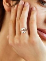 WOWORAMA Chunky Teardrop Rings for Women Silver Gold Bypass Dome Rings Thick Statement Open Adjustable Rings Simple Waterdrop Stackable Band Rings - Image 3