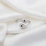 WOWORAMA Chunky Teardrop Rings for Women Silver Gold Bypass Dome Rings Thick Statement Open Adjustable Rings Simple Waterdrop Stackable Band Rings - Image 6