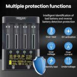18650 Battery Charger, MIEKLALE 4-Bay 3A Fast Rechargeable Battery Charger with Smart LCD Display,Discharge & Testing Functions for Rechargeable Batteries Li-ion 16340 18650 26650 10440 14500 - Image 9