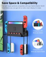 Wall Mount for Nintendo Switch and Switch OLED, Metal Wall Mount Kit Shelf Accessories with 5 Game Card Holders and 4 Joy Con Brackets, Safely Store Switch Console Near or Behind TV, Black - Image 3