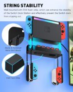 Wall Mount for Nintendo Switch and Switch OLED, Metal Wall Mount Kit Shelf Accessories with 5 Game Card Holders and 4 Joy Con Brackets, Safely Store Switch Console Near or Behind TV, Black - Image 4