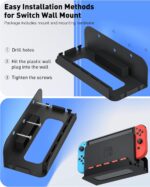 Wall Mount for Nintendo Switch and Switch OLED, Metal Wall Mount Kit Shelf Accessories with 5 Game Card Holders and 4 Joy Con Brackets, Safely Store Switch Console Near or Behind TV, Black - Image 7