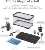 Fish Tank, 3.8 Gallon Aquarium Starter Kit with Self Cleaning Fish Tank Pump with Filteration, Oxygenation, Water Circulation, Lighting Betta Fish Aquarium with Decor, Gravel (Black) - Image 7