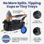 rubyloo Dog Stroller Caddy Organizer with Poop Bag Dispenser, Treat Pocket, Water Bowl – Dog Stroller Accessories with Insulated Cup Holders, Pet Storage & Non-Slip Fit for 14"-19" Wide Handlebars - Image 5