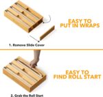 SpaceAid WrapNeat 3 in 1 Wrap Organizer with Cutter and Labels, Plastic Wrap, Aluminum Foil and Wax Bamboo Dispenser for Kitchen Storage Organization Holder for 12" Roll (Natural) - Image 5