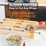 SpaceAid WrapNeat 3 in 1 Wrap Organizer with Cutter and Labels, Plastic Wrap, Aluminum Foil and Wax Bamboo Dispenser for Kitchen Storage Organization Holder for 12" Roll (Natural) - Image 6