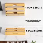 SpaceAid WrapNeat 3 in 1 Wrap Organizer with Cutter and Labels, Plastic Wrap, Aluminum Foil and Wax Bamboo Dispenser for Kitchen Storage Organization Holder for 12" Roll (Natural) - Image 8