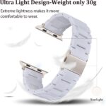 V-MORO Resin Band Compatible with Apple Watch Bands Series 11/10/9/8/7 41/42/40/38mm iWatch 6/5/4/3/2/1/SE with Starlight Buckle Fashion Wristband Strap Women Men(Pure White,42mm/41mm/40mm/38mm) - Image 4