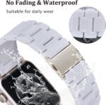 V-MORO Resin Band Compatible with Apple Watch Bands Series 11/10/9/8/7 41/42/40/38mm iWatch 6/5/4/3/2/1/SE with Starlight Buckle Fashion Wristband Strap Women Men(Pure White,42mm/41mm/40mm/38mm) - Image 5