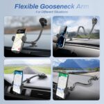 OQTIQ 13" Gooseneck Car Phone Mount – Windshield & Dashboard Holder with Strong Suction Cup, Anti-Shake Stabilizer, One-Button Release – Compatible with iPhone 16/15/14 and All Smartphones - Image 8