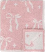 Pink Bow Baby Blanket – Cozy Knitted Bow Throw for Baby Girls, Nursery Décor, & Newborn Gifts – Ultra-Soft, 30x40 Inch - Image 7