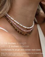 Heishi Style Gemstones/Natural Pearls Beaded Choker Necklace for Women, Handmade Jewelry Gifts for Her - Image 5