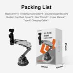 Solar-Powered Electronic Suction Cup car Mount,Movmax Blade arm for Osmo Pocket 3,Auto-Suction Cups Camera Mount,with 1/4 Universal Locking Screw,for Pocket 3,Vlogging&Action Camera(New Updates) - Image 10