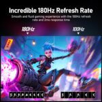 Gawfolk 27 inch Curved Gaming Monitor,144Hz/180Hz PC Monitor Full HD 1080P, Frameless 1800R Computer Display with FreeSync & Eye-Care Technology, Wall Mountable, DP, HDMI Port (Black) - Image 3