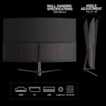 Gawfolk 27 inch Curved Gaming Monitor,144Hz/180Hz PC Monitor Full HD 1080P, Frameless 1800R Computer Display with FreeSync & Eye-Care Technology, Wall Mountable, DP, HDMI Port (Black) - Image 9