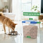 Airtight Dog Food Storage Container 10 Lbs - Slim Tall Pet Cat Food Treat Container with Lid, Scoop and Cup - Clear Plastic Dry Food Storage Bin for Dogs, Cats, Bird Seeds, Kibble, Pellets - Image 3