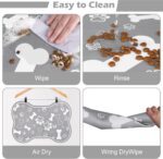 Dog Cat Food Mat,Rapid Absorbent Pet Feeding Mat, Bone Shaped Dog Placemat Water Bowl Mat with Rubber Backing,No Stains Dog Cat Food Mats Indoor, Pet Accessories Supplies 16"×24" Grey - Image 6