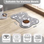 Dog Cat Food Mat,Rapid Absorbent Pet Feeding Mat, Bone Shaped Dog Placemat Water Bowl Mat with Rubber Backing,No Stains Dog Cat Food Mats Indoor, Pet Accessories Supplies 16"×24" Grey - Image 7