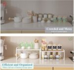 Set of 2 Kitchen Cabinet Organizer Shelf Stackable Sturdy Metal Counter Countertop Pantry Storage Rack - Image 5