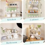 Set of 2 Kitchen Cabinet Organizer Shelf Stackable Sturdy Metal Counter Countertop Pantry Storage Rack - Image 7