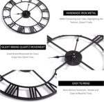 LEIKE 16" Large Wall Clocks Battery Operated, Round Modern Silent Non-Ticking Black Metal Wall Clock for Living Room Decor, Bedroom Kitchen (40cm Diameter, Black Roman Number) - Image 4