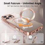 [Tri-Shield Protection] for iPhone 16 Pro Max Case with 360° Spin Stand Compatible with MagSafe [Magnetic CD Ring][Screen & Camera Lens Protector]Shockproof Plating Never-Yellowing, Desert Gold -6.9" - Image 3