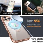 [Tri-Shield Protection] for iPhone 16 Pro Max Case with 360° Spin Stand Compatible with MagSafe [Magnetic CD Ring][Screen & Camera Lens Protector]Shockproof Plating Never-Yellowing, Desert Gold -6.9" - Image 7