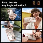 [Tri-Shield Protection] for iPhone 16 Pro Max Case with 360° Spin Stand Compatible with MagSafe [Magnetic CD Ring][Screen & Camera Lens Protector]Shockproof Plating Never-Yellowing, Desert Gold -6.9" - Image 8