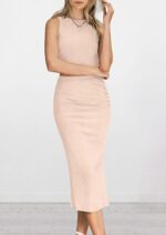 PRETTYGARDEN Women's 2 Piece Summer Outfits Crewneck Tank Tops Split Bodycon Midi Skirt Set - Image 8