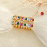 TOBENY Gold Birthstone Rings for Women 14K Gold Plated Adjustable Rings Non Tarnish Gold Stackable Rings Dainty Emerald Green Cubic Zirconia Ring for Mother Daughter Birthday Jewelry Gifts - Image 6