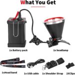 Superbright Bright LED Headlamp Powerful Portable Rechargeable Headlight Flashlight with External Side Light for Camping Biking Hunting Fishing (Yellow Light) - Image 5