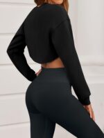 Yousify Womens Cropped Sweatshirt Shrugs Long Sleeve Workout Gym Cover Ups Bolero Shrug Y2k Super Crop Tops - Image 5