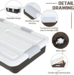 4 Pcs Plastic Under Bed Storage Containers with Double Opening Lids Wheel Handle, Transparent Large Capacity Stackable Latching Storage Bins for Closet Bedroom, 31.5 x 15.8 x 5.2 Inch (Brown) - Image 4