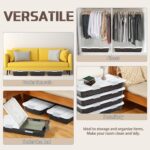 4 Pcs Plastic Under Bed Storage Containers with Double Opening Lids Wheel Handle, Transparent Large Capacity Stackable Latching Storage Bins for Closet Bedroom, 31.5 x 15.8 x 5.2 Inch (Brown) - Image 5